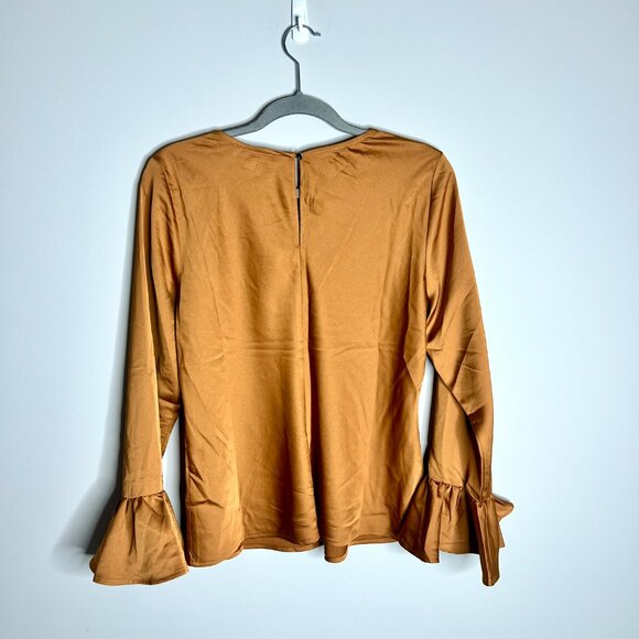 J.Crew Winter Garden Top Flared Cuff Sleeves Satin Finish Festive Career Party M - Picture 5 of 5